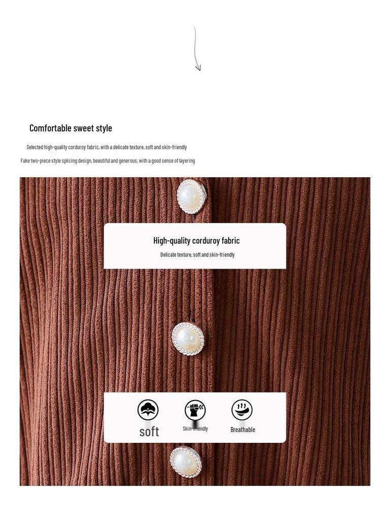 CUHK Mädchen Faux Zweiteiler Langarm Prinzessinnenkleid - Modischer Herbst/Winter Stil