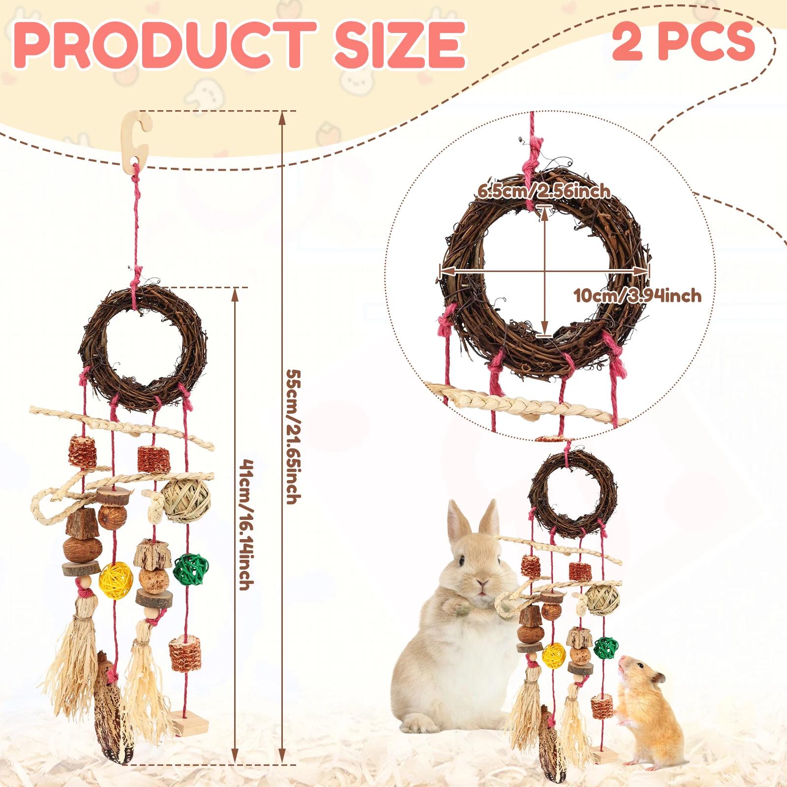

2Pcs Rabbit Chew Toy Hanging Small Pet Chew Toy Pet Cage Accessory Pet Supplies for Guinea Pig Chinchilla Hamster Teeth Grinding