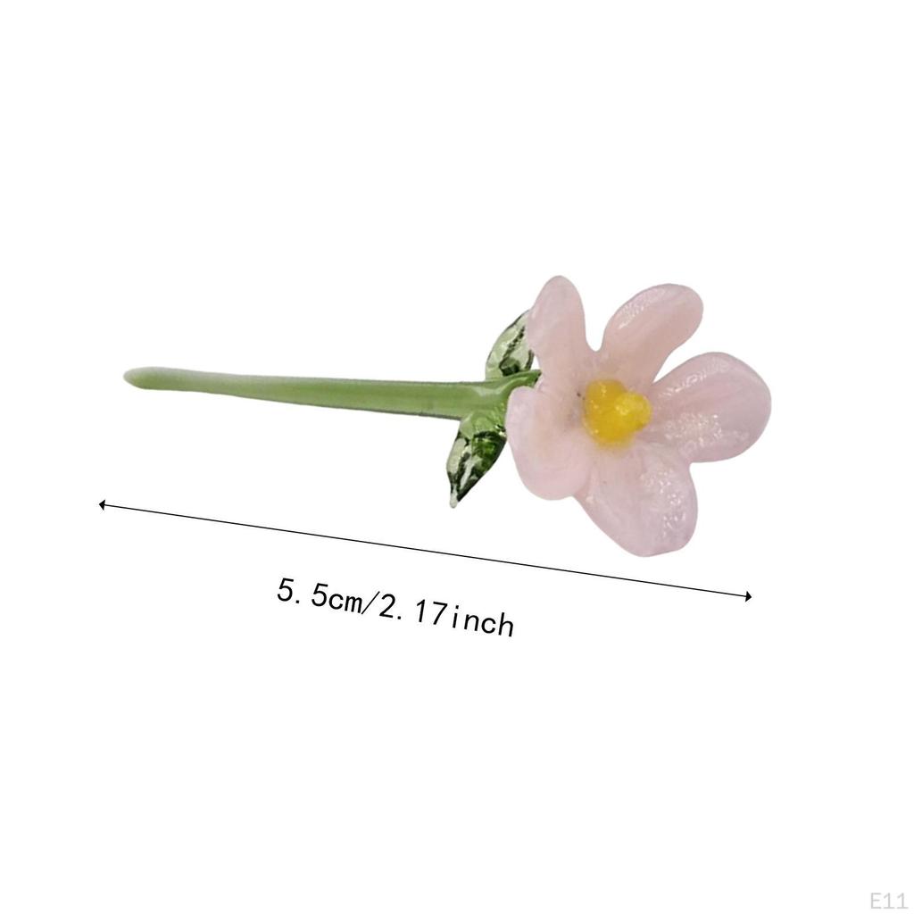 Mini Glass Flower Artificial Crafts Decorative Ornament Decoration for Mom Wife Mother's Day