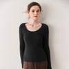 Dames kasjmier trui met U-hals - Geribbelde gebreide slankmakende basislaag voor Herfst/Winter
