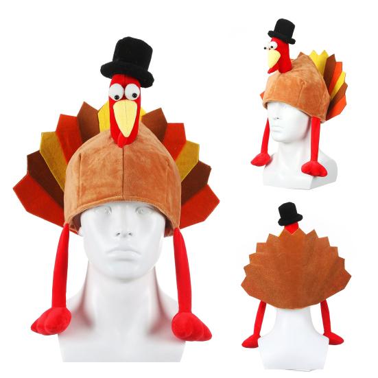 Thanksgiving Turkey Hat for Men Women Long Leg Plush Turkey Hat Funny Turkey Cosplay Costume Accessories for Thanksgiving Harvest Party Supplies