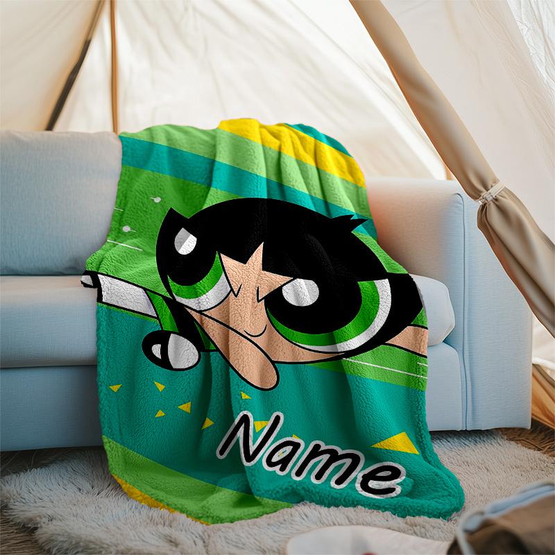 Customizable The Powerpuff Girls Throw Blanket – Personalized Name, All-Season Cozy Snug Blanket, Machine Washable, Personalized Blanket