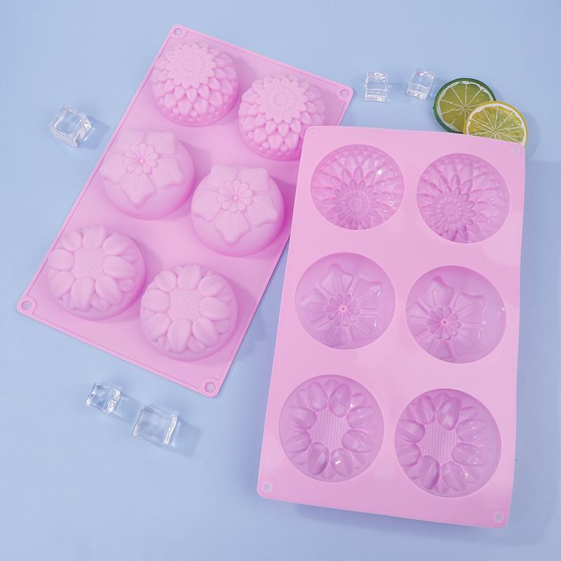 Silikonowa forma 3D z 6 wgłębieniami, 3 różne kształty kwiatów, do DIY, Fondant, Ciasta, Wyrabiania Mydła, Świec, Ciasta, Czekolady, Forma do Pieczenia