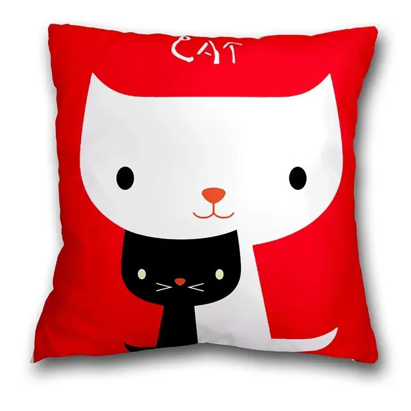 Anime Cat and Dog Pillow Pillowcase Home Sofa Car Waist Cushion Cover Nordic Cartoon Animal Whale Zebra