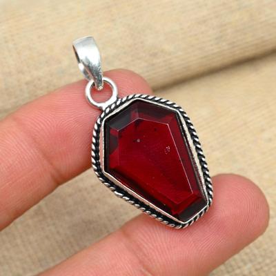 Red Garnet Gemstone 925 Sterling Silver Handmade Jewelry Valentine's Day Pendant