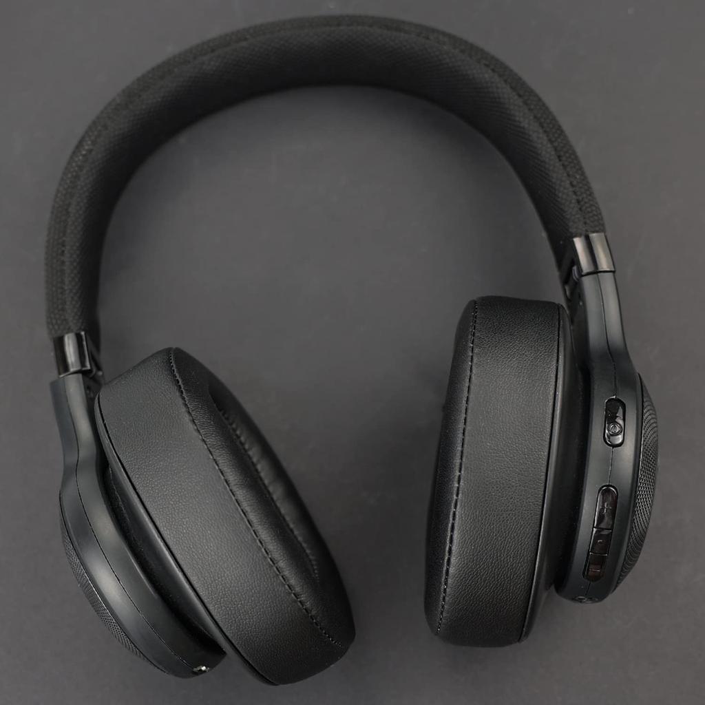 SOULWIT Replacement Ear Pads for JBL E55BT Wireless Headphones, Protein Leather and High-Density Foam, Black