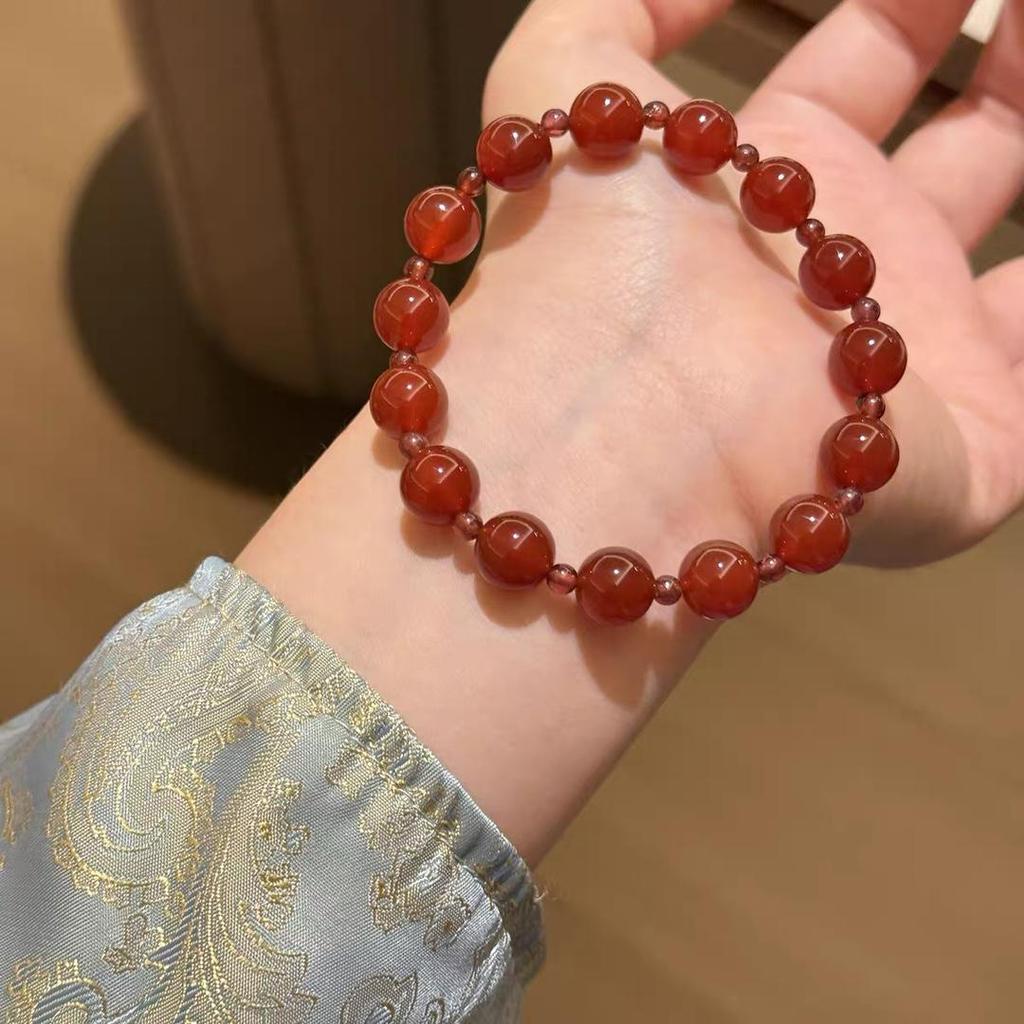 Xu Yan Style Natural Red Agate Multi-strand Versatile DIY Beaded Bracelet
