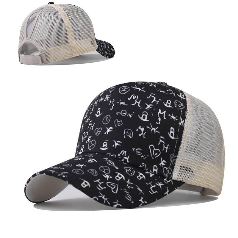 

Graffiti Print Mesh Trucker Hat for Men Women, Breathable Adjustable Baseball Cap L