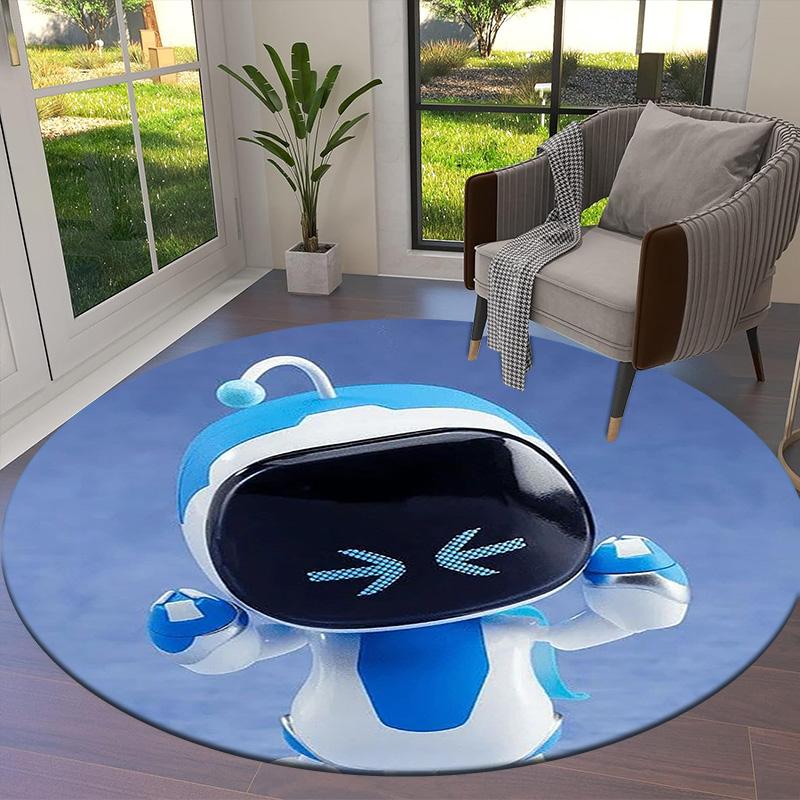 Tappeto Rotondo ASTRO BOT, Tappeto per Soggiorno Camera da Letto Divano Sala Giochi Decorazione, Tappetino Antiscivolo