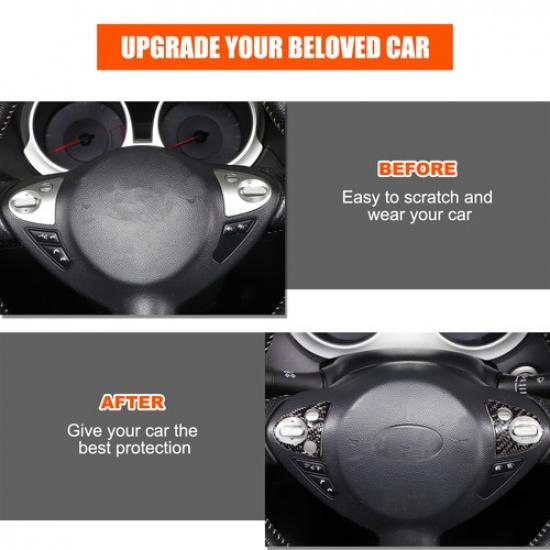 Soft Carbon Fiber Steering Wheel 3 Buttons Trim Sticker For Nissan Juke 2011-19