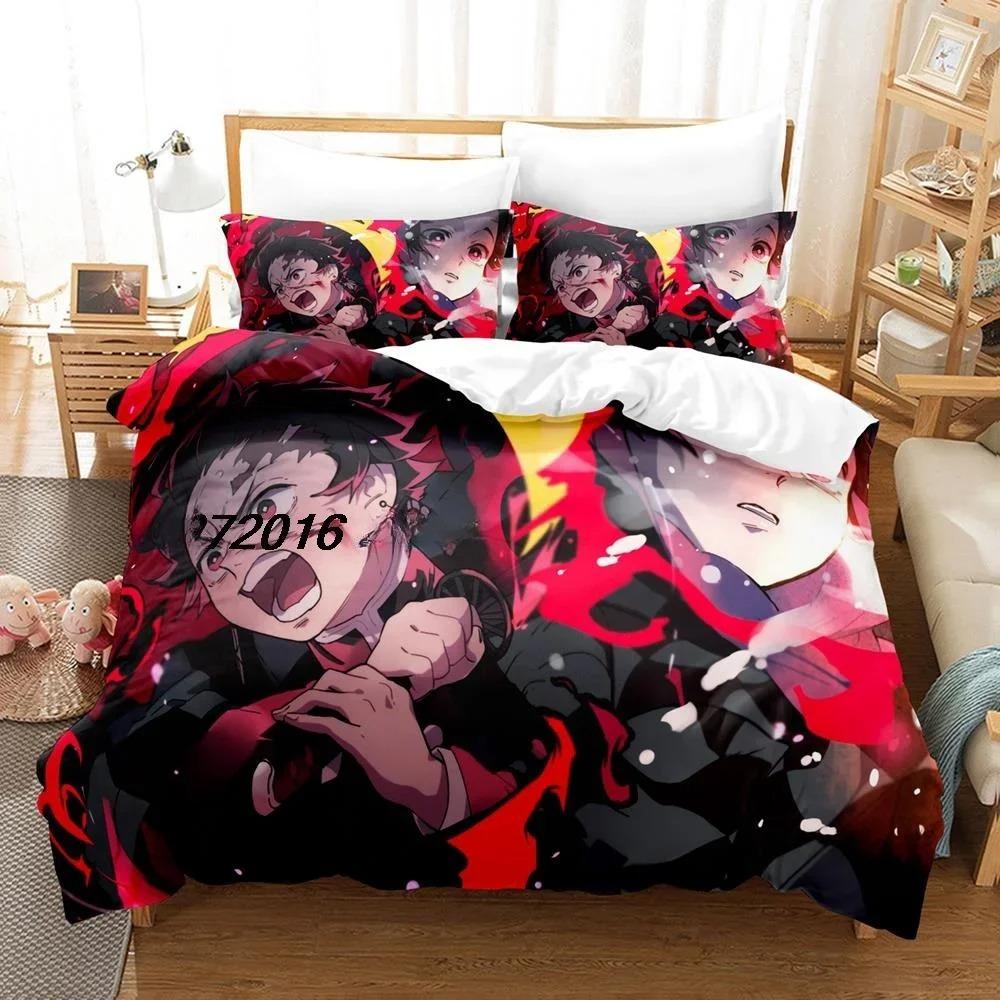 3D Printed Anime Bed Sheet Demon Slayer Bedding Set Single Twin Full Queen King Size Bed Set Adult Kid Bedroom Duvet Cover Sets