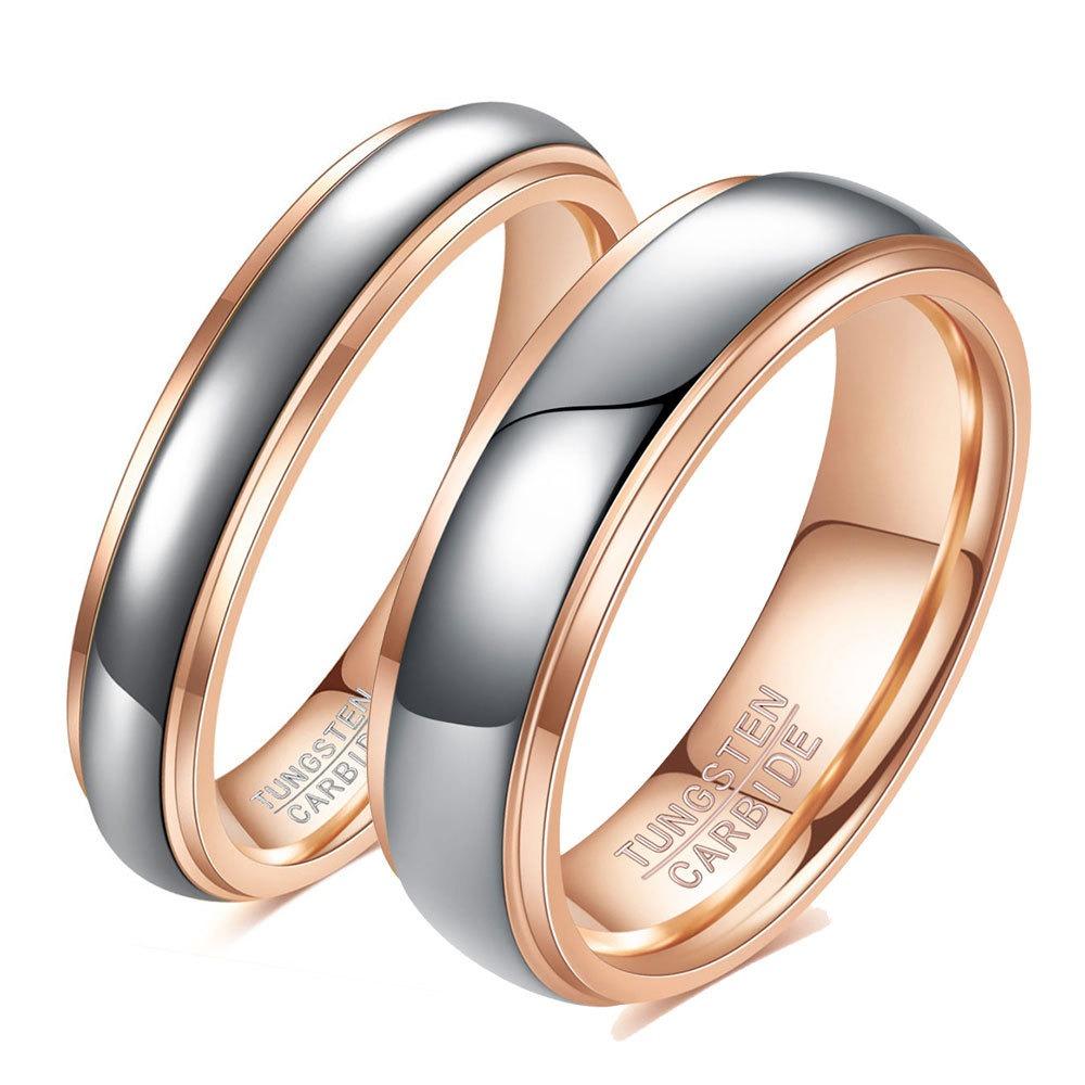 Rose Gold Tungsten Couple Rings 4 6mm Fashion Double Arc Wedding Bands for Men Women