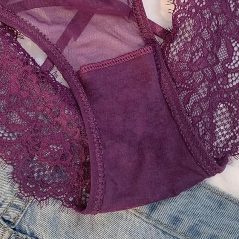 FitonTon Damen Sexy Französische Spitze Niedrig sitzender Slip 2er-Pack