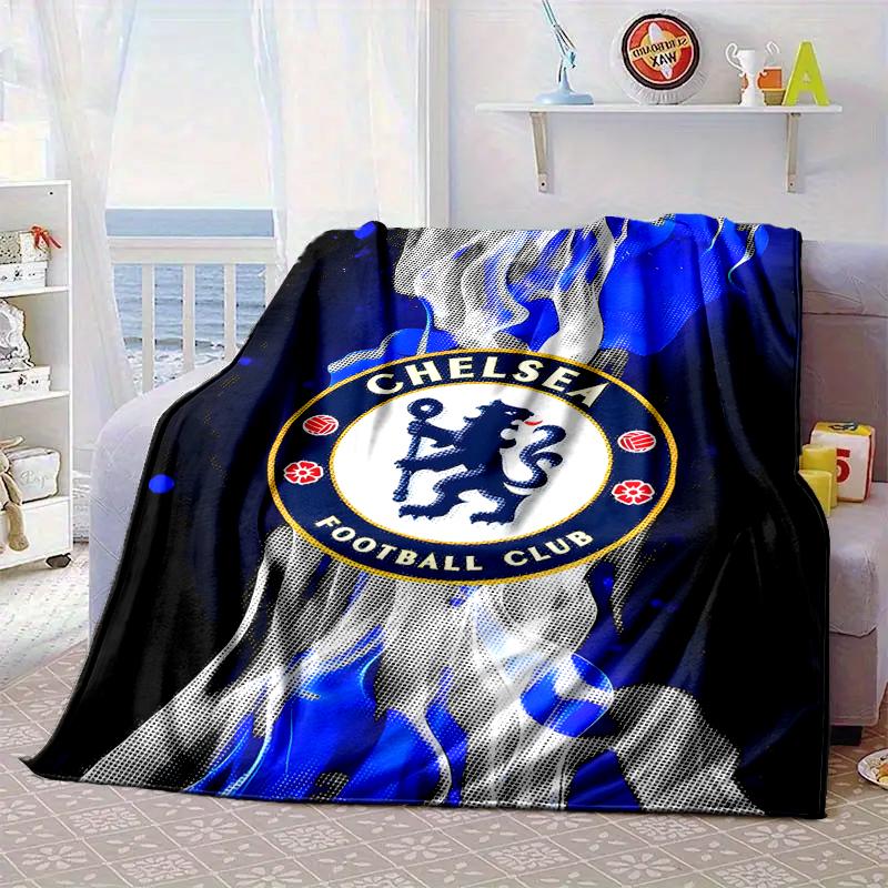 Football Club Emblem Lion Blanket Flannel Blanket for Bed, Sofa, Camping, Hiking, Picnic Essentials, Gift for Family Fan Gifts