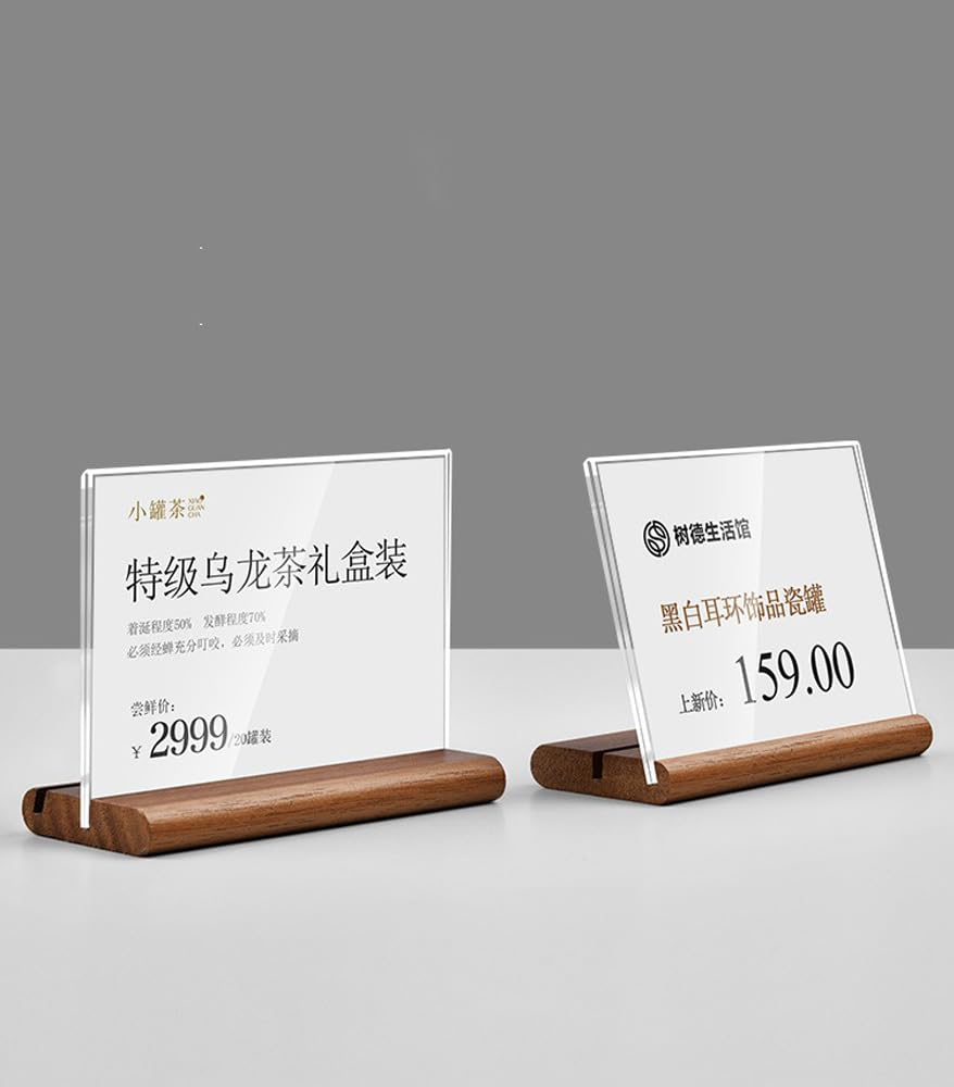 Haloy Sign Holder Price Acrylic Transparent Price Tag Price POP Promotional Product Card Stand, Frame, T-shaped/L-shaped, Wood, Holder, Display,