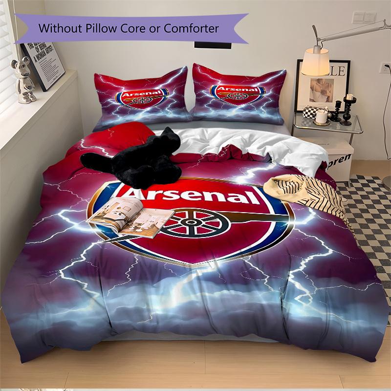 

3pcs Arsenal Football Club Crest Lightning Storm Home Bedding Set-Universal Three-Piece Suit for Bedroom, Guest Room, Living Room, Hotel Dec 250x220cm