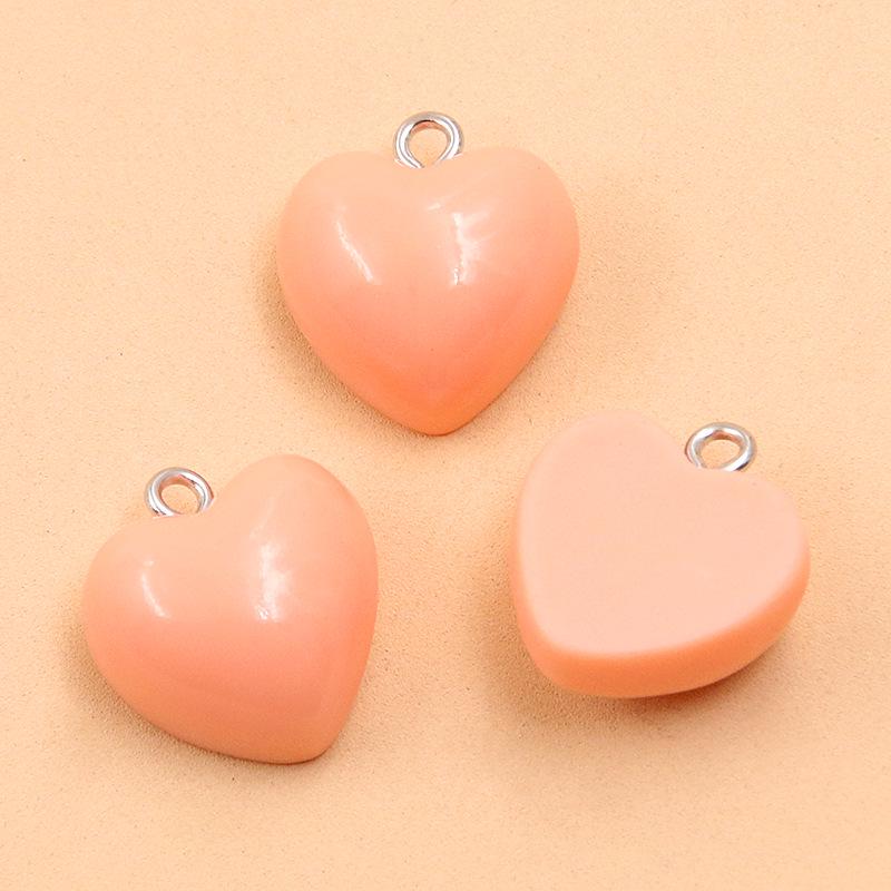 9-Color Geometric Heart Resin Charms: 17x18mm for Bags, Necklaces, Bracelets, Phone Pendants