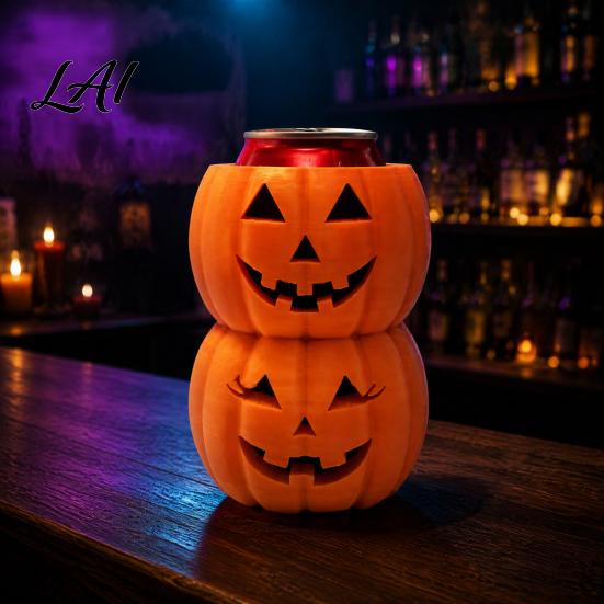 Ghost Face Soda Sleeve Halloween Pumpkin Drink Holder for 12oz Cans Double Stacked Beverage Can Decorative Cooler Party 3D Printed Heat Insulation