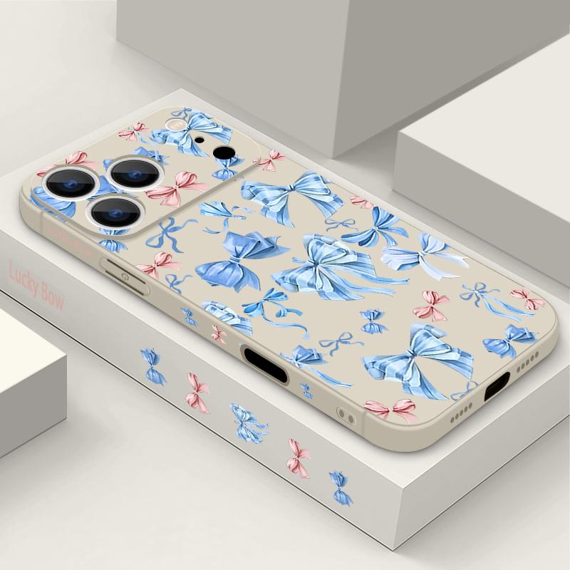 Bowknots Pattern Lanyard Phone Case For iPhone Air 17 16 15 Pro Max 14 13 17 Pro 16e Shockproof TPU Silicone Soft Cover