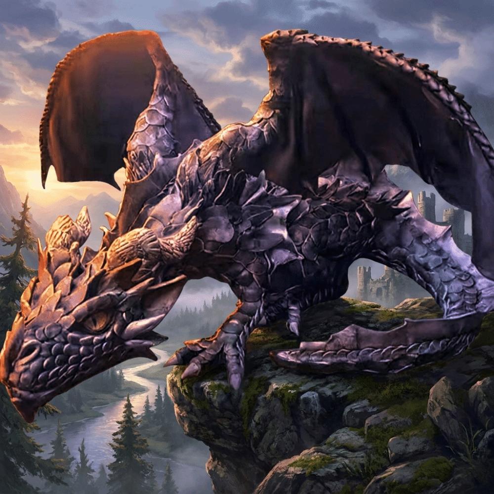 Resin Dragon Ornaments Large Size Dragon Decoration Black Dragon Sculpture  Desk Statue