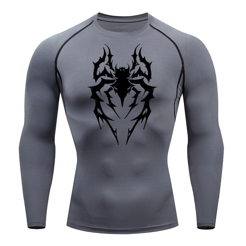 Spider Graphic Compression Shirts for Men Gym Workout Athletic Quick Dry Tshirts Tops Training Running Undershirts Rash Guard