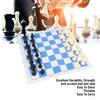 Chess Game Set Plastic 32 Chess Pieces Chessmen with 13.8 Inch PU Leather Blue White Chessboard for Home Travel