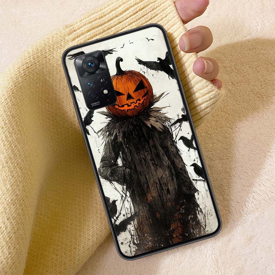 Halloween Pumpkin Man is Here Phone Case For Redmi Note 13 14 15 Pro Plus 12 13C 12C 15C 9 10 10C 9T 9C 9A TPU Soft Cover Clear