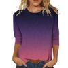 2026 Spring/Summer New Women's Fashion Printed Three-Quarter Sleeve Loose Round Neck Casual T-Shirt Top