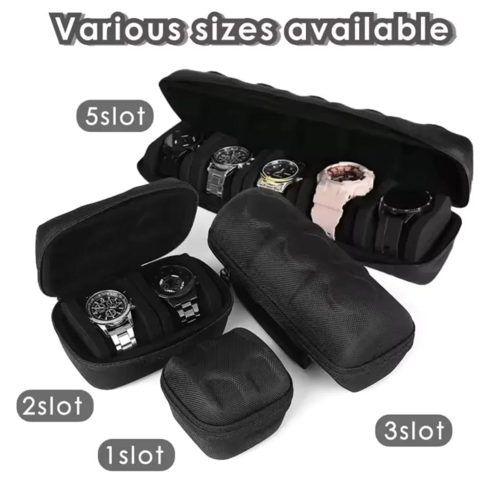 Portable Watch Travel Case, Storage Box Organizer with Sponge Insert for Apple Watch Huawei Samsung Smartwatch Multi Slot Holder