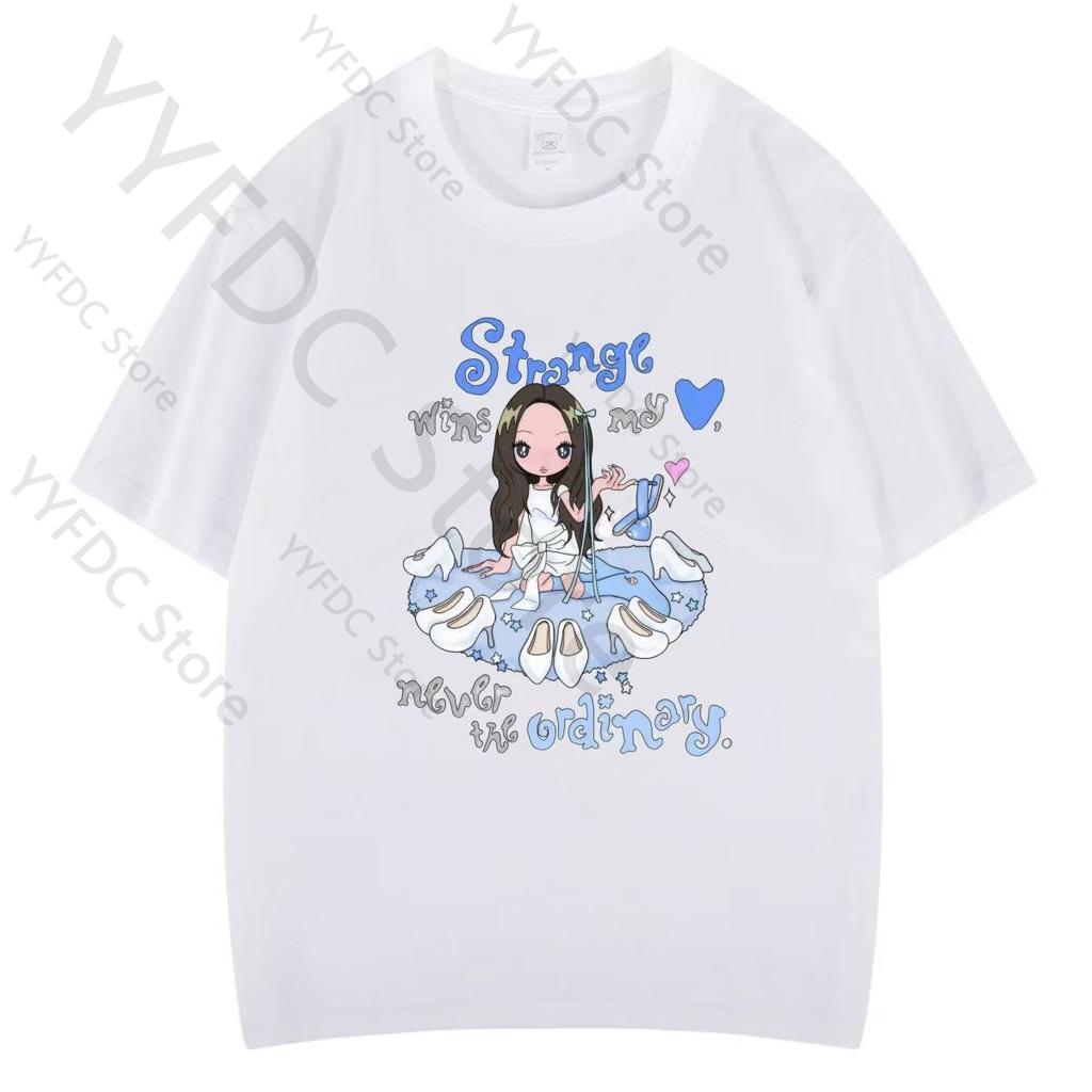Hearts2Hearts T-Shirt Kpop Mode H2H Cartoon Print T-Shirt Damen Unisex Sommer Hohe Qualität Baumwolle Kurzarm T-Shirts Für Fans