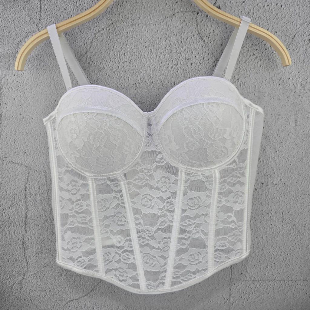 Fischgräten-Rosen-Spitze Trägerloses Damen Ärmelloses Design Unterwäsche Reiner Wunsch-Stil Gepolstert Figurbetont Schlankmachendes Bustier Camis & Tanktops