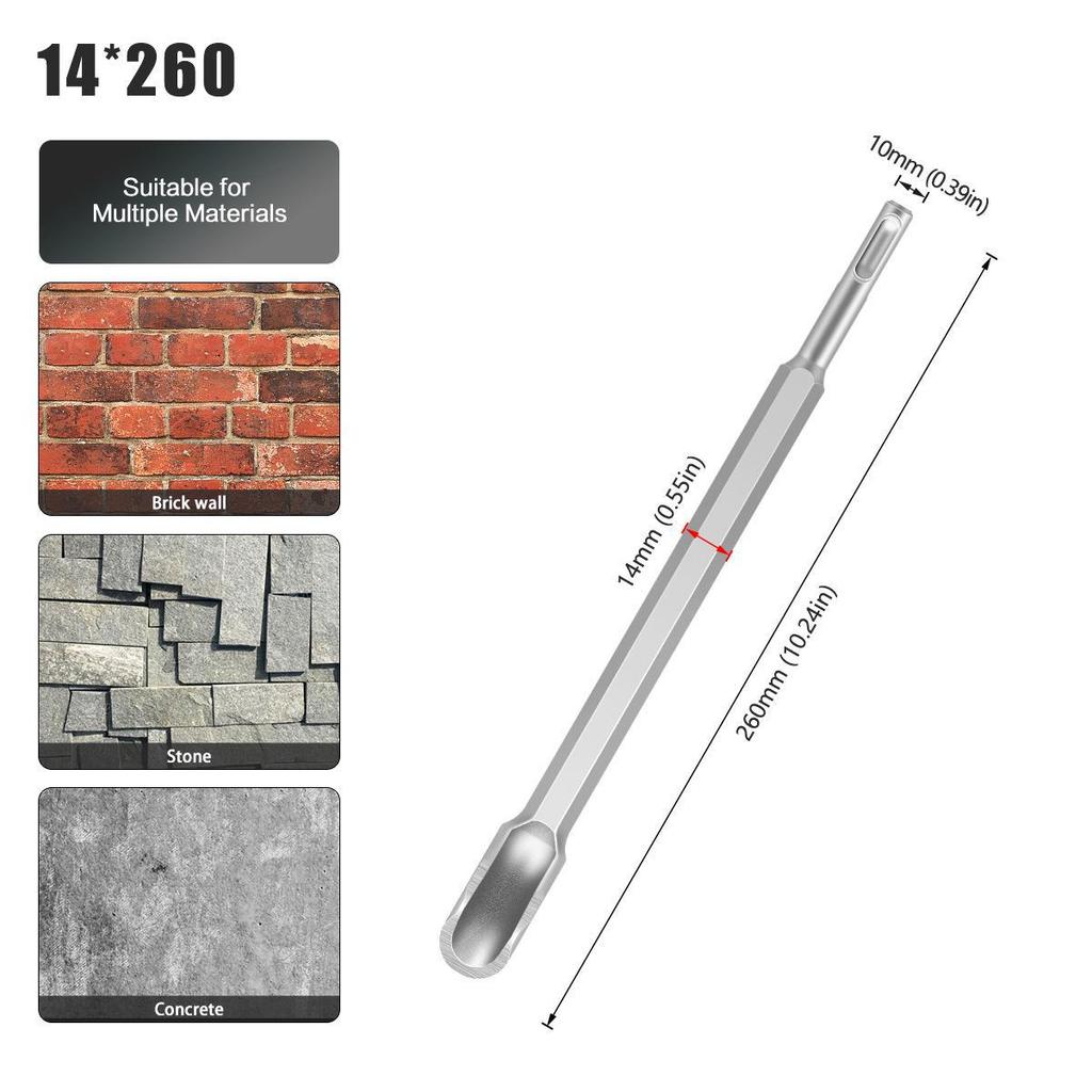Chisel Drill Bit Set: Round Handle Sharp & Flat Masonry, Concrete, Electric Draft Steel Chisels