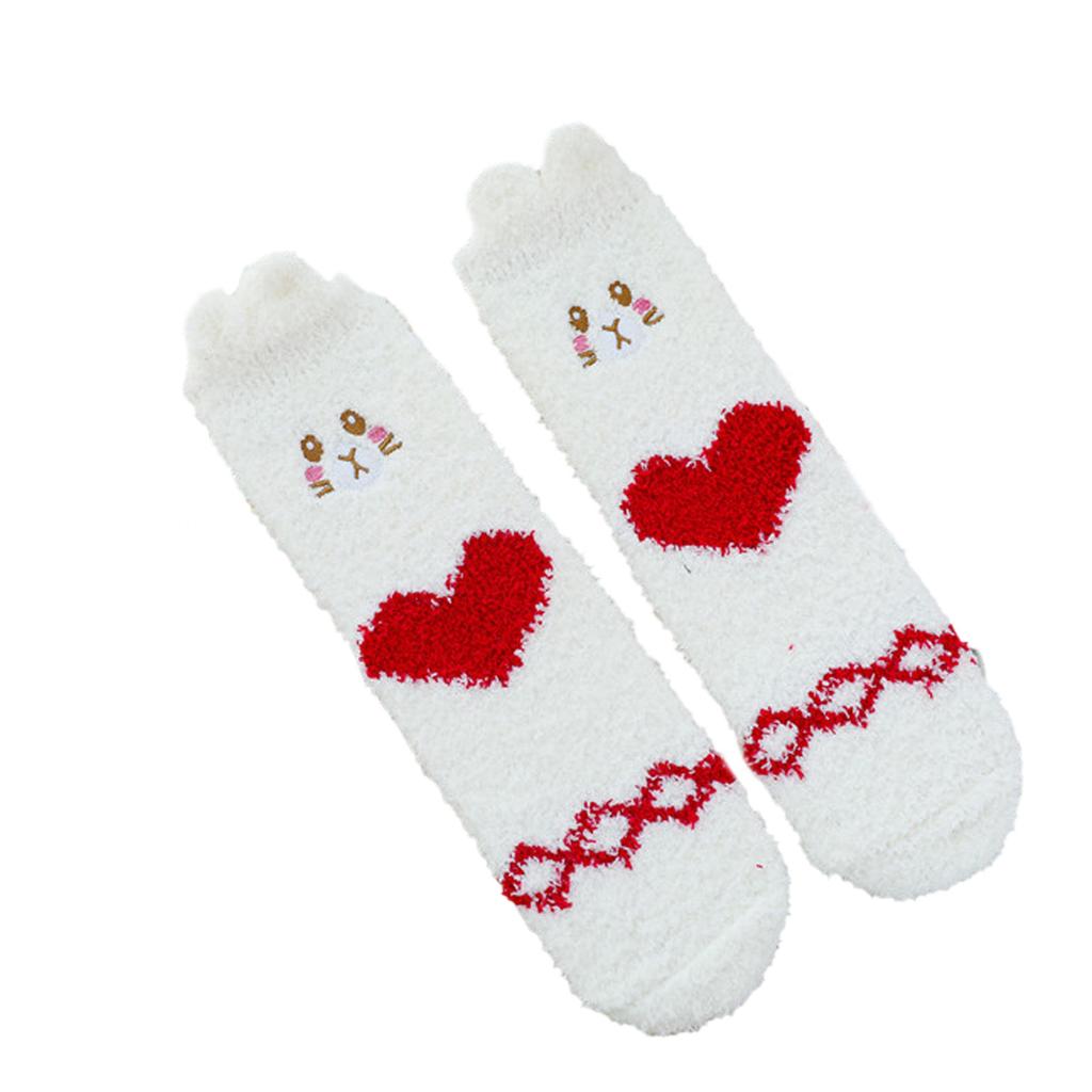 Women Cute Pet Coral Velvet Socks Plus Velvet Warm Home Floor Socks In Tube Socks