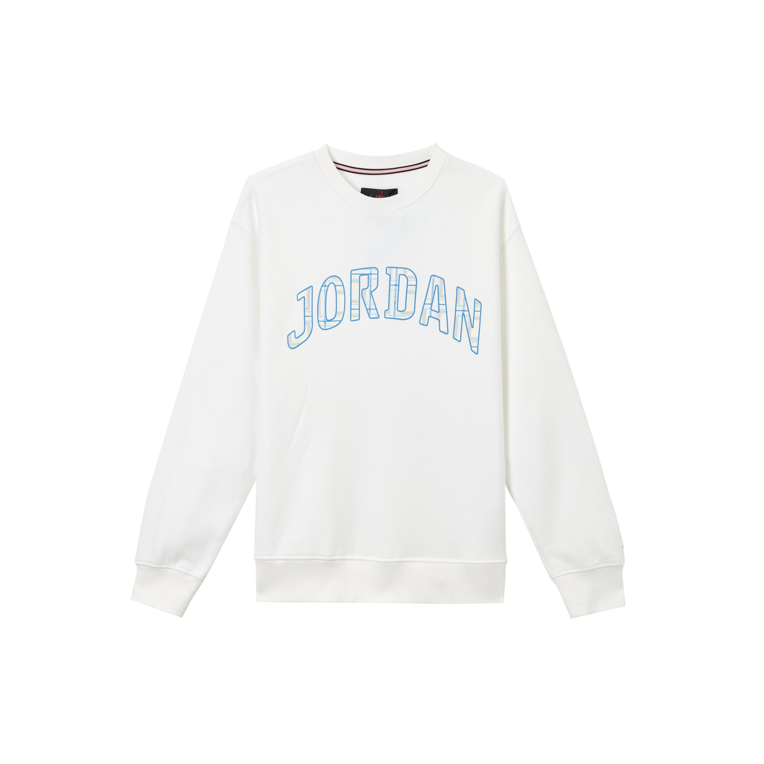 Air Jordan Essentials Fleece Crew Neck Sweatshirt Asia Sizing  White Legend Blue  Men s FV7461-100 XL