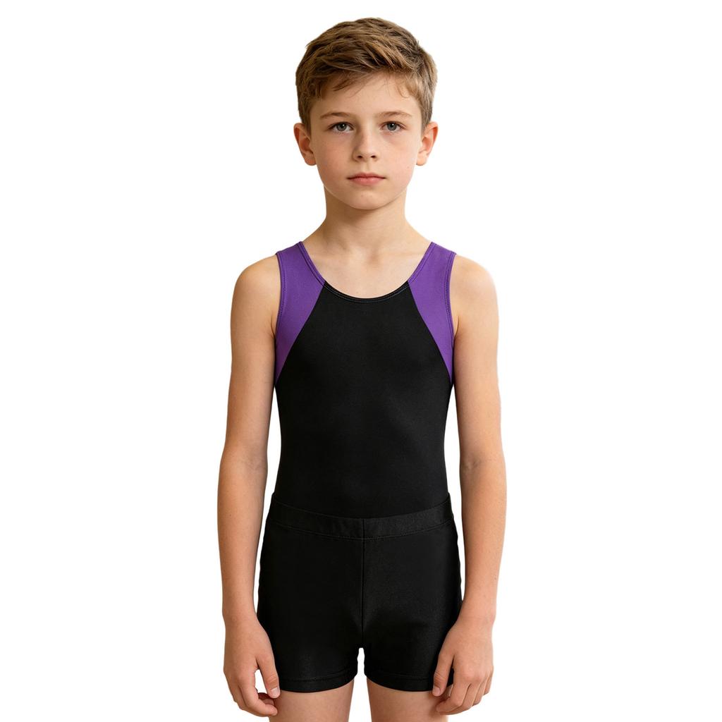 Dětská chlapecká kombinéza Unitard bez rukávů s šortkami Gymnastic Workout Biketard Trikot
