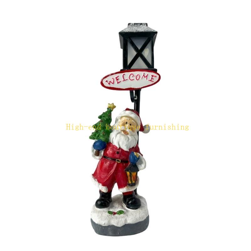  Glowing Satas Snowmans with Lampost Christmas Decoration LED Light Indoor Seasonal Adornment