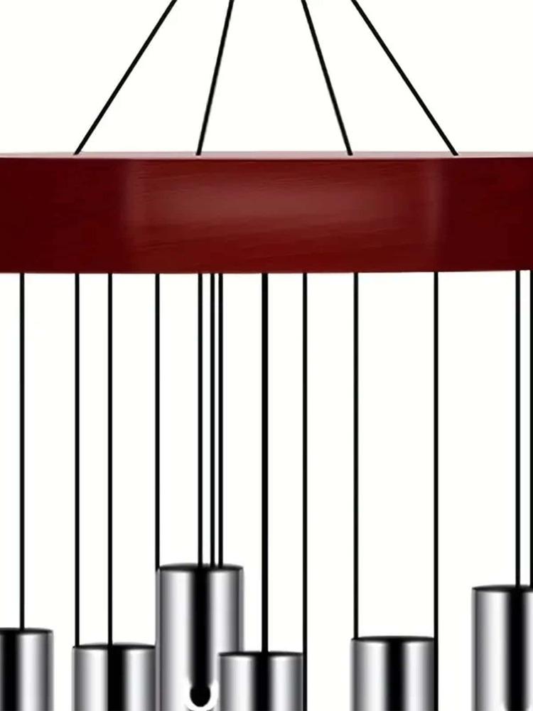 Sinos de vento retrô de madeira com 6 tubos de metal, grandes sons profundos para relaxar, adequado para jardim ao ar livre, quintal, pátio, decoração de casa, presentes