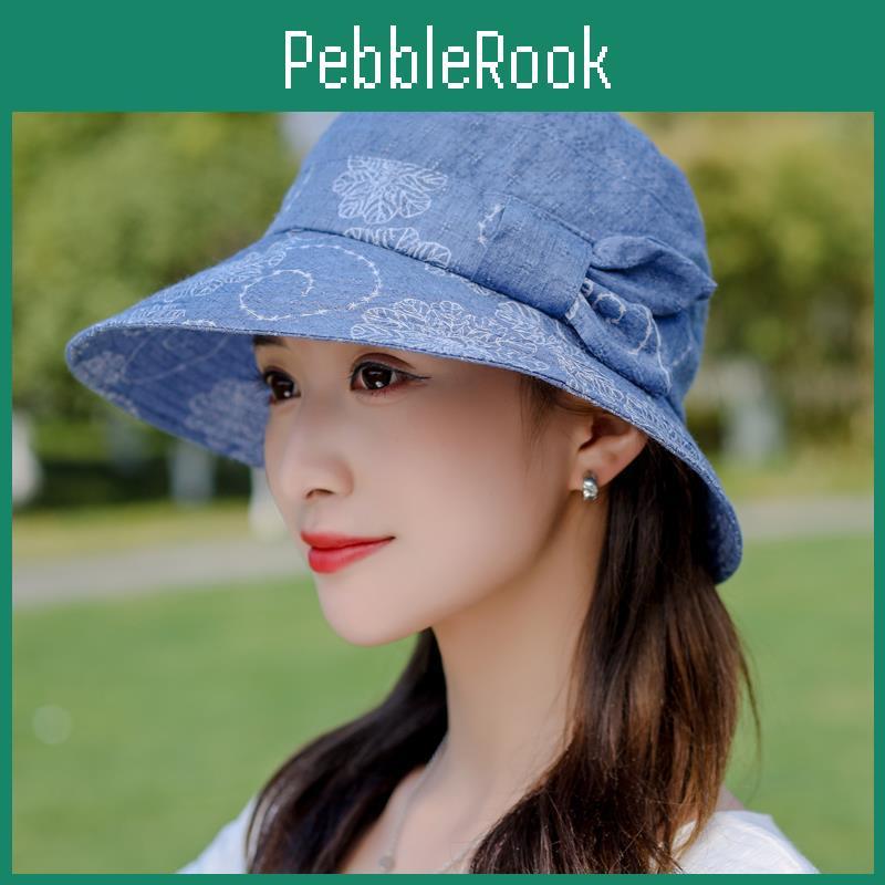 Bucket Womens Hat Cotton Rose Flower Bow Sunscreen Sun Hat Spring Adjustable Hat Breathable Vintage Fisherman Hat Basin Hat