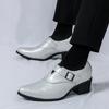 Fashion Men's Pointed Silver Green Monk Strap Loafter Leather Casual Men Shoes Man Male Formal Wedding Dress Shoes for Men