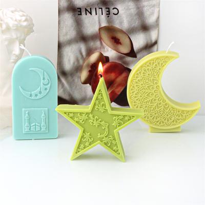 3D Mandala Star Moon Candle Silicone Mold Eid Al Fitr Mubarak Ramadan Decoration DIY Lantern Moon Arched Gypsum Mold Craft Gift
