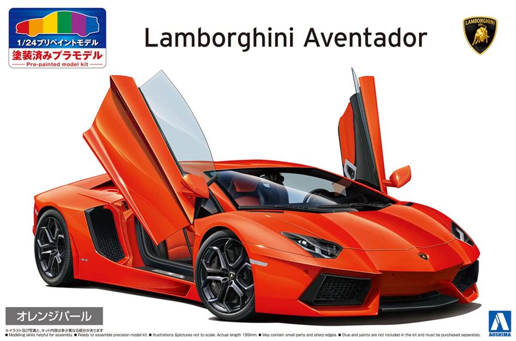 Aoshima Bunka Kyozai Model Series 2011 Lamborghini Aventador Orange Pearl Plastic Model (AOSHIMA) 1/24 Pre-painted Pre-painted 01-A