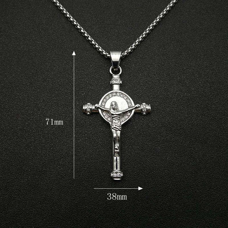 Hip Hop Iced Out Big Jesus Cross Pendant Male Gold Silver Color Stainless Steel Crucifix Necklace for Men Religious Jewelry Gift