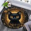 Golden Framed Black Cat Round Area Rug,Carpet Rug for Living Room Bedroom Sofa Playroom Decor,Non-slip Floor Mat