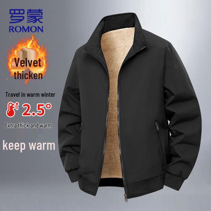 ROMON Men s Autumn/Winter Fleece-lined Stand Collar Jacket L
