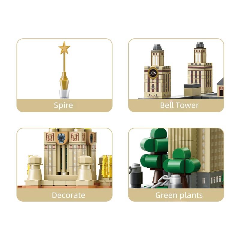 Moscow State University World Architecture Model Building Blocks Small Particle Assemble Bricks Children Educational Toys 875PCS
