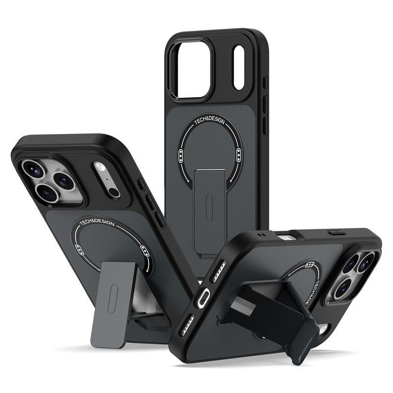 

Luxury For Magsafe Magnetic Folding Stand Holder Matte Case For iPhone 17 Air 16 15 14 13 Pro Max 17Pro Bracket Shockproof Cover iPhone17