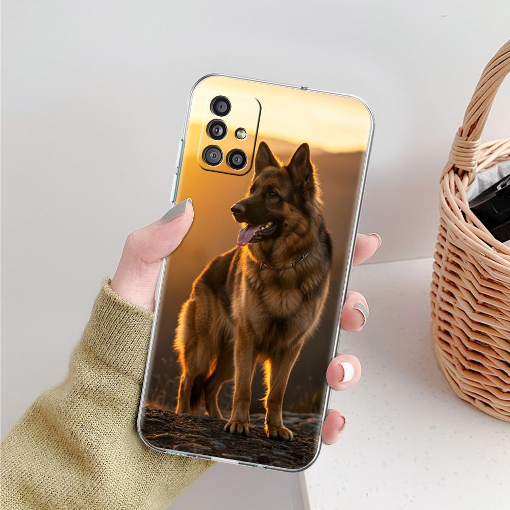 Case For Samsung A15 A13 A35 A55 A51 A71 A41 A31 A21S A05 A17 A23 A25 A33 A53 A73 5G A07 4G Cover German Shepherd Dog Cartoon