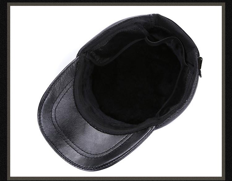 Men's Adjustable Sheepskin Leather Duckbill Cap - Warm Autumn/Winter Hat