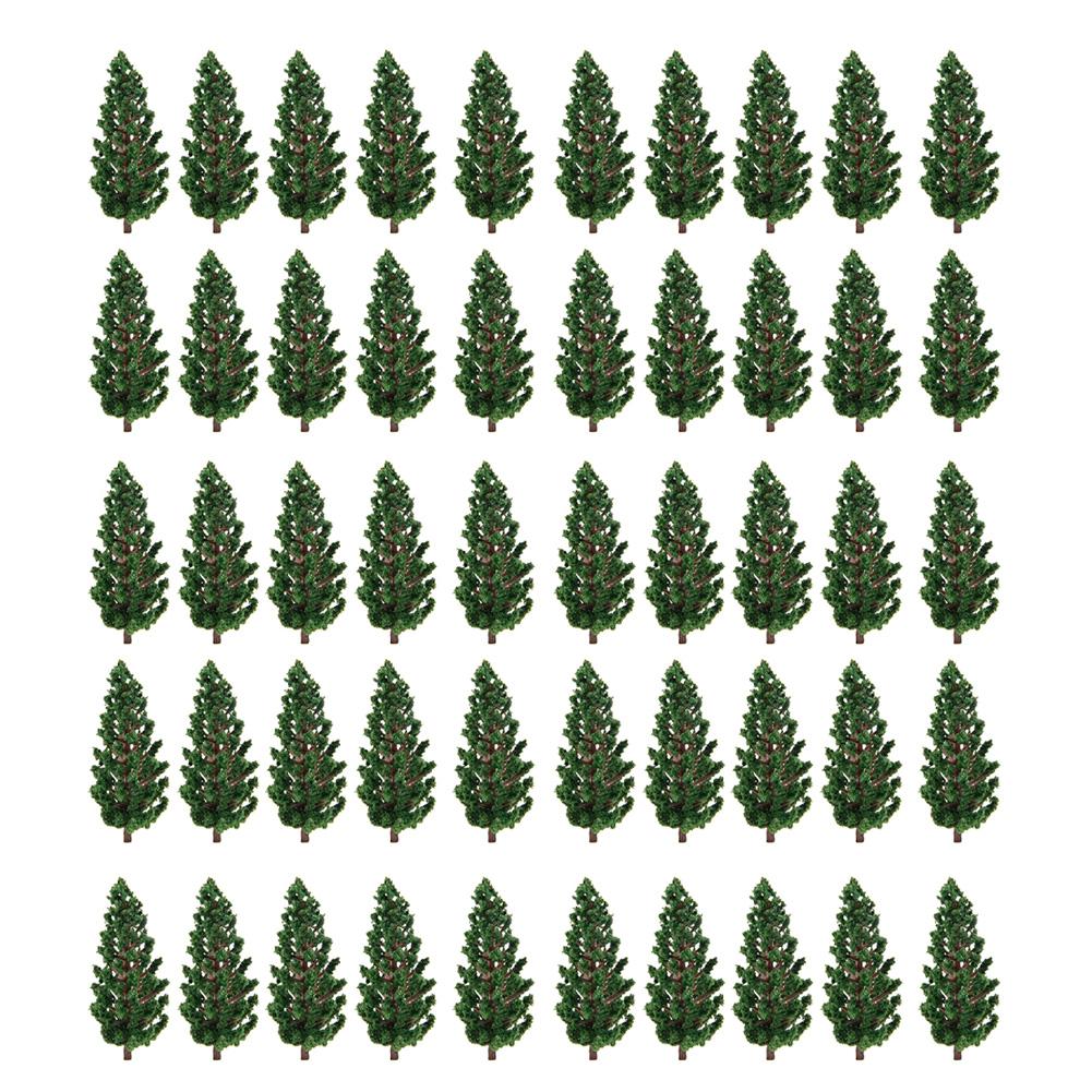 50pcs Artificial Miniature Pine Trees Plastic Model Scenery Railroad Decoration Building Landscape For DIY Toys Scale Dioramas