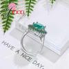 Trendy Wedding 925 Sterling Silver Rings For Brides Green Cubic Zirconia Crystal Bands Style Proposal Ring Women Jewelry